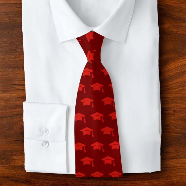 Corbata Graduation Red Cap Icon Pattern Bold Simple Classy (Subido por el creador)