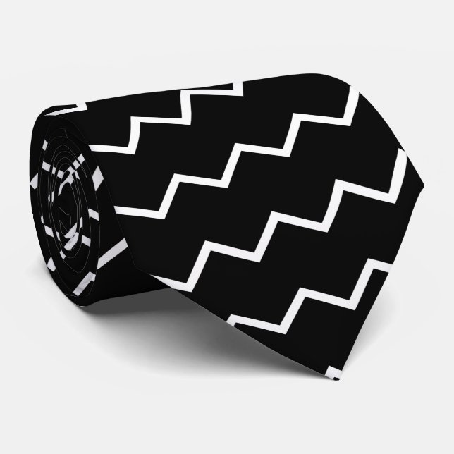 Corbata gráfica en blanco y negro (Enrollado)