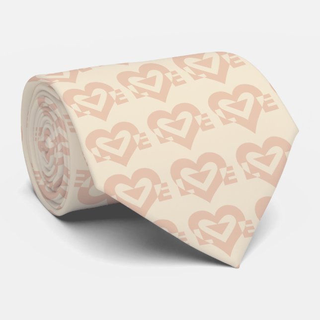 Corbata Gráfico de amor lindo, beige crema (Enrollado)