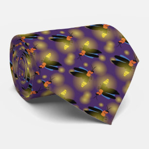 Corbata Gráfico de luciérnagas en morado