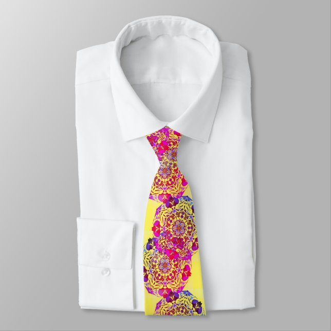 Corbata Gráfico de Mandala Colorido Impreso (Atado)