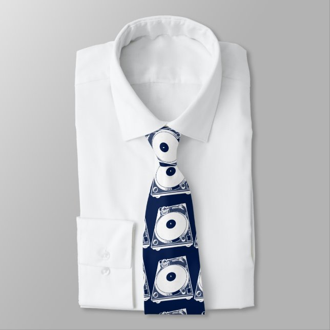 Corbata Gráfico de tornamesa retro en blanco (Atado)