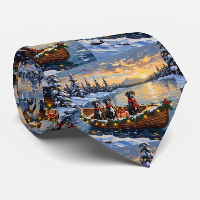 Corbata Gran Danés Barco de Navidad Fiesta (Enrollado)
