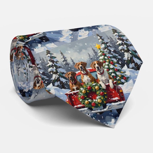 Corbata Gran Danés Camión Rojo Navidad Festejo (Enrollado)