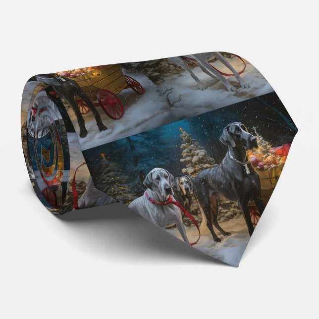 Corbata Gran Danés Sleigh de Nieve Decoración de Navidad (Enrollado)