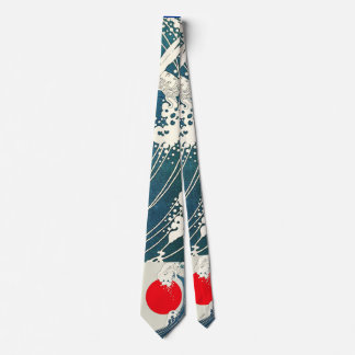Corbata GRAN OLA Y ROJO SOL Azul Blanco Náutico