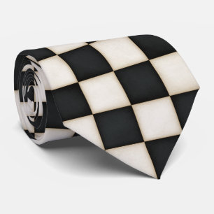 Corbata Grandes cheques blancos negros y antiguos