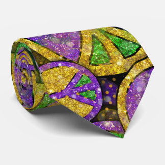 Corbata Grandes Símbolos de Paz Brillo Paz Amor Mardi Gras