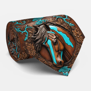 Corbata Granja Cowboy País Occidental Caballo Turquesa Mar