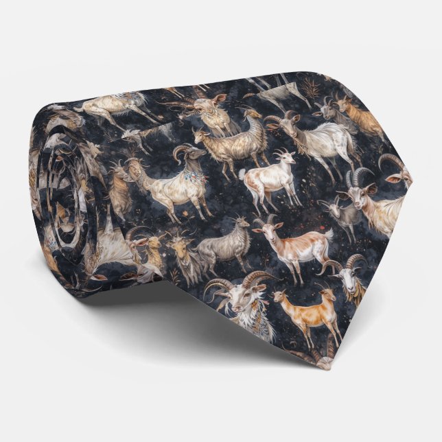 Corbata Granja de animales divertidos fantasía cabra  (Enrollado)