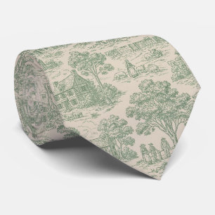 Corbata Granja Heritage Toile en verde salvia y azul