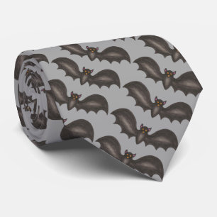 Corbata Gray Black Bat Spooky Bats Fiesta de disfraces de