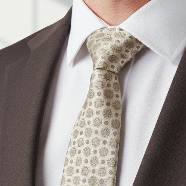 Corbata Gray Gold Mandala Pattern (Subido por el creador)
