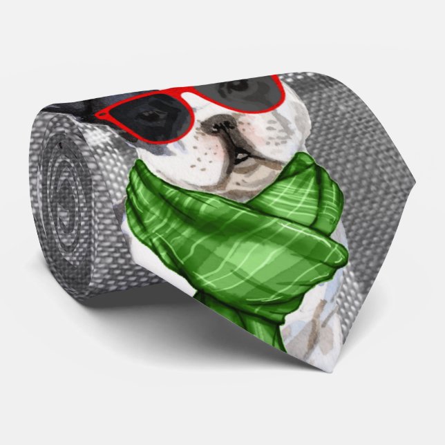 Corbata Gray Plaid y los Navidades del feriado Boston Terr (Enrollado)