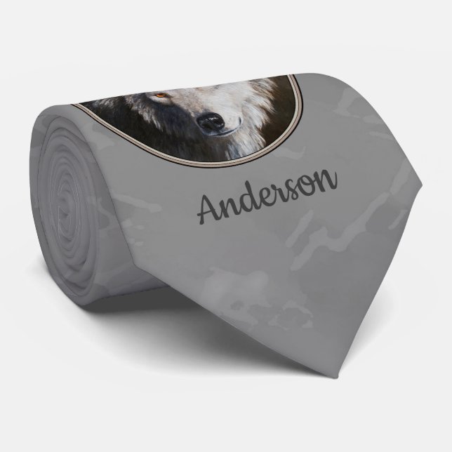 Corbata Gray Timber Wolf Face (Enrollado)