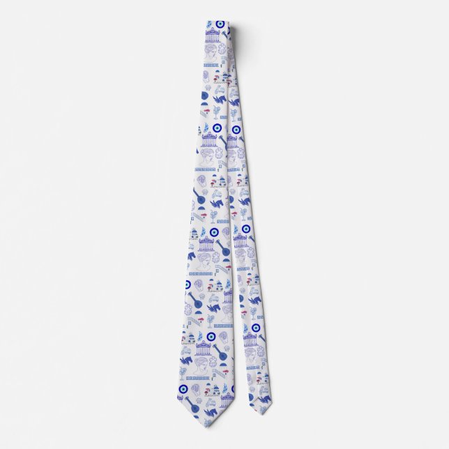 Corbata Grecia Azul y Blanco (Anverso)