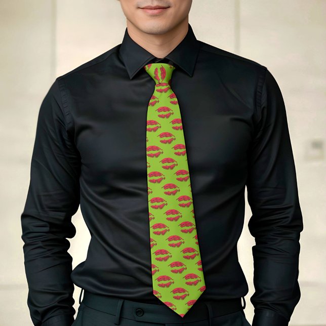 Corbata Green and Red XOXO Kissing Lips (Subido por el creador)