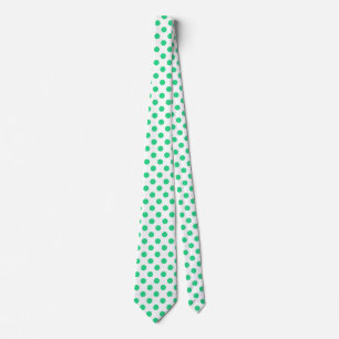 Corbata Green and white polka dots