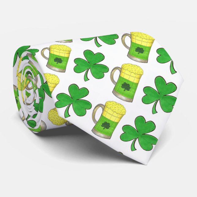 Corbata Green Beer Lucky Shamrock St. (Enrollado)