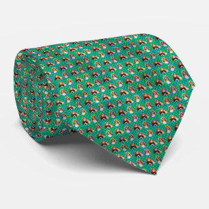 Corbata Green Cavalier Spaniel Retro Pop Design,