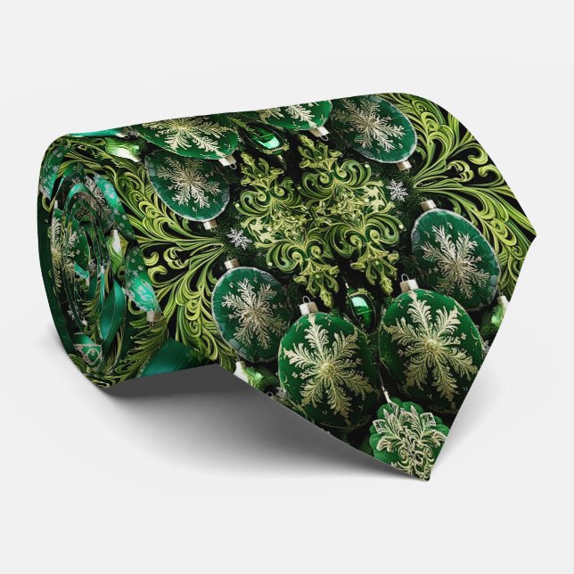 Corbata Green Decorative Ornaments Holiday Neck Tie (Enrollado)