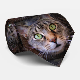Corbata Green Eyed Tabby Cat Menswear Tie