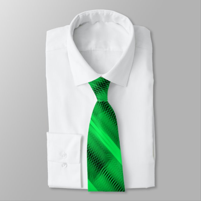 Corbata Green Futuristic Abstract Diagonal Pattern Art (Atado)