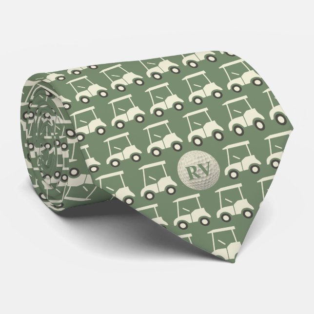 Corbata Green Golf Cart Monogram Ball (Enrollado)