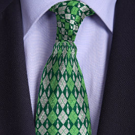 Corbata Green Retro Argyle Bowling Pin