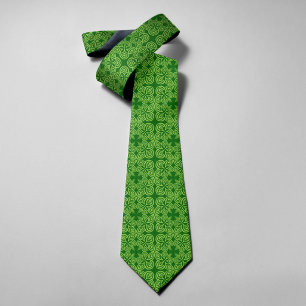 Corbata Green Shamrock Abstract Floral St Patrick's Day