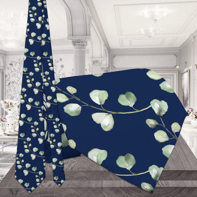 Corbata Greenery Eucalyptus Navy Boda Azul (Subido por el creador)