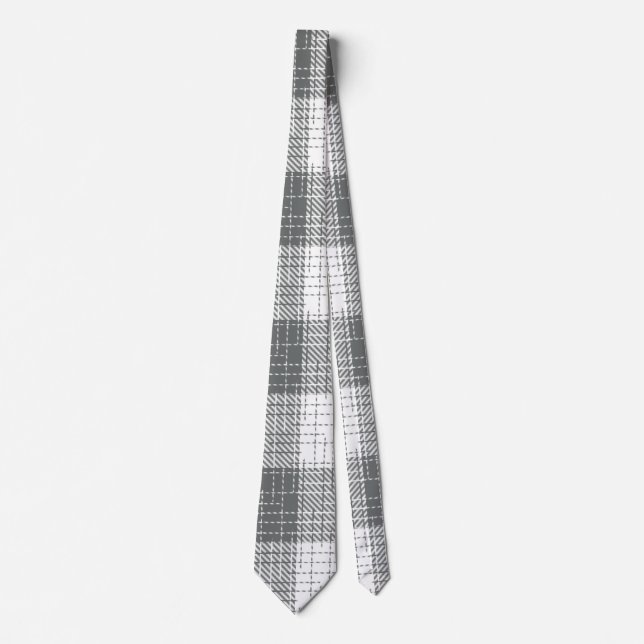 Corbata Grey and White Checkered Crosshatch Plaid  (Anverso)