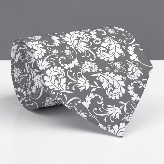 Corbata Grey Gray Floral Pattern Custom Necktie (Subido por el creador)