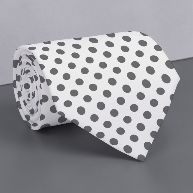 Corbata Grey on White Mini Polka Dots Necktie (Subido por el creador)
