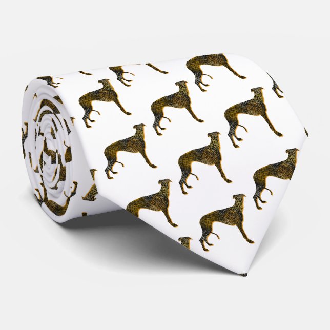 Corbata Greyhound Lurcher Dog Silhouette Halloween White (Enrollado)