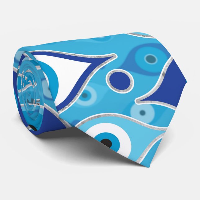 Corbata Griego Mati Mataki - Patrón Matiasma Mal Ojo (Enrollado)