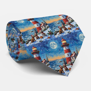 Corbata Grifón de caza de pelo duro Navidad Faro