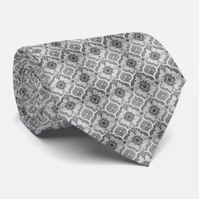 Corbata gris abstracta para hombre (Enrollado)