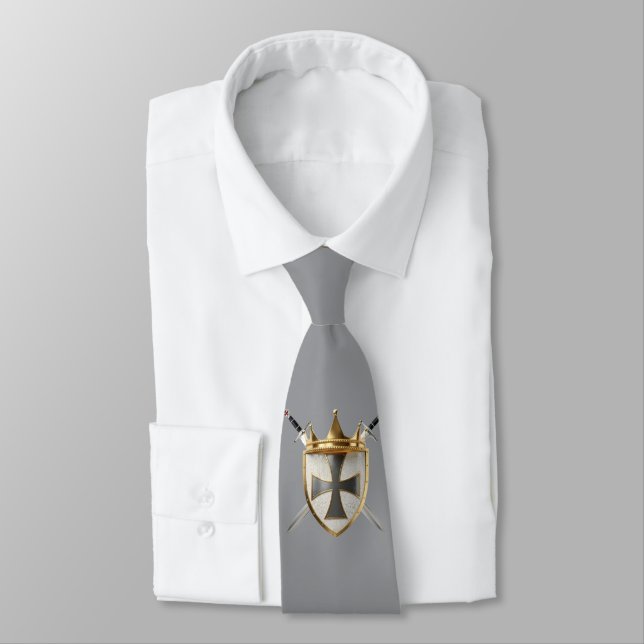 Corbata gris de hombre Knight Of RayEl Crest (Atado)