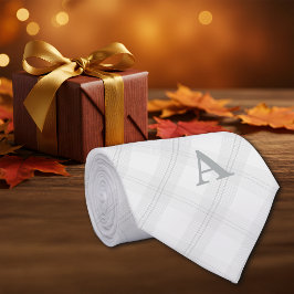 Corbata Gris diagonal simple personalizada inicial