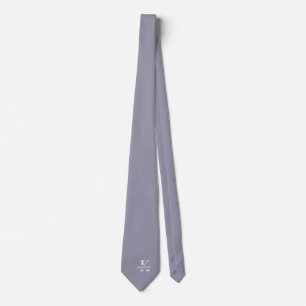 Corbata gris elegante con monograma y nombre