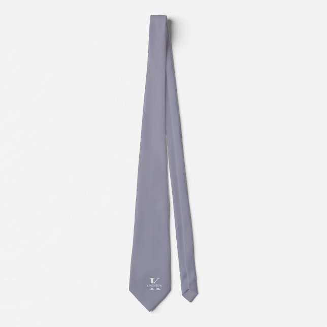 Corbata gris elegante con monograma y nombre (Anverso)