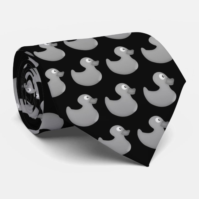 Corbata Gris Rubber Ducks en fondo negro (Enrollado)