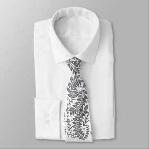 Corbata gris y blanca con estampado