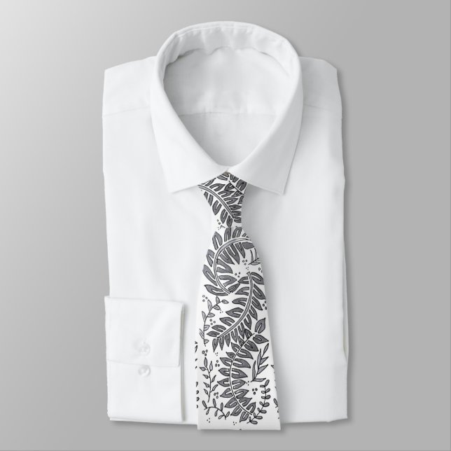 Corbata gris y blanca con estampado (Atado)