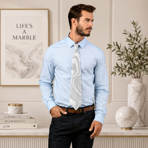 Corbata gris y blanca con remolino de mármol fluid