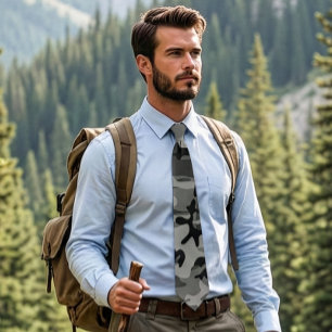 Corbata gris y negro de camuflaje