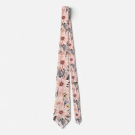 Corbata Groom Boda floral rosa y dorada