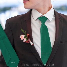 Corbata Groom Groomsmen Iniciales Boda Verde Esmeralda