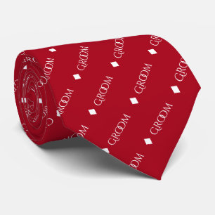 Corbata Groom - Repitiendo texto blanco en rojo